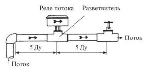 Монтаж датчика-реле потока ДР-П-03