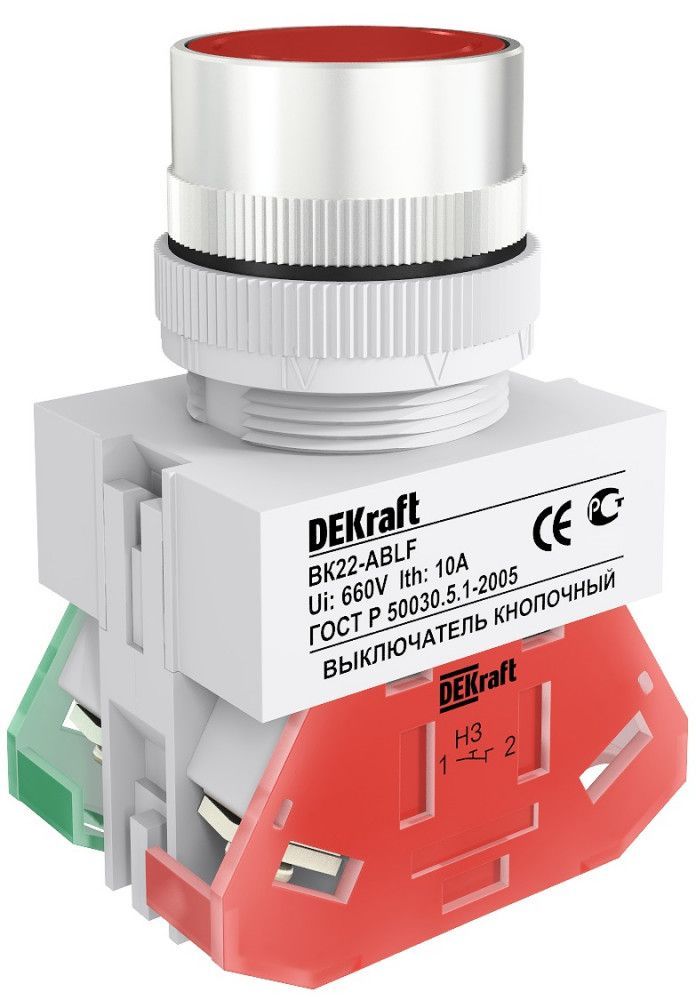 Выкл. кноп. ABLF D22 КРАСНЫЙ 220В ВK-22 фото