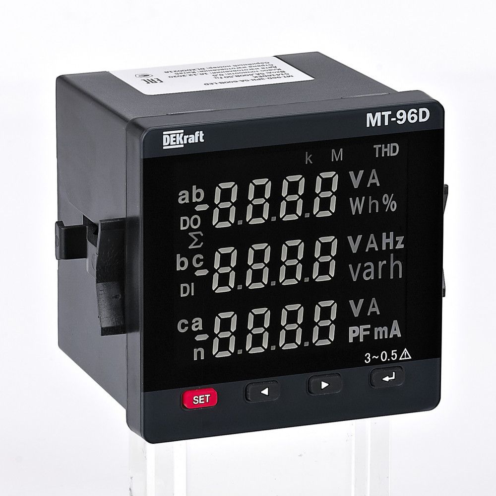 Мультиметр цифровой 96х96мм трехфазный, вход 100В 5А, RS485, LED-дисплей МТ-96D фото