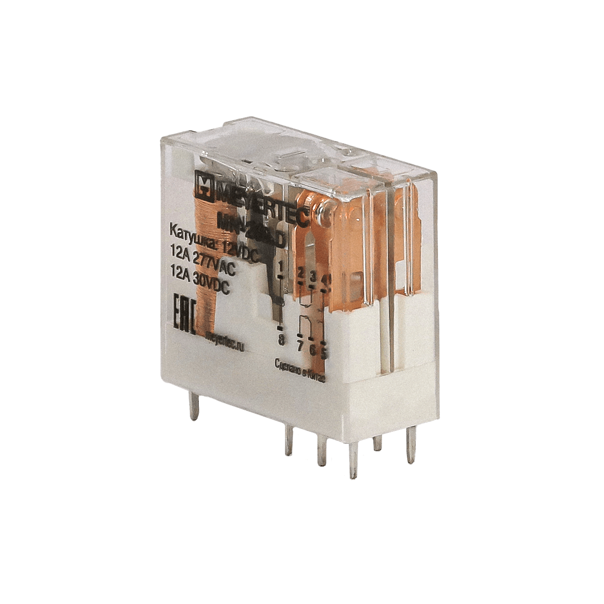 Реле промежуточное 2-конт., 12VDC, ток 12 А Meyertec MN-202.D фото