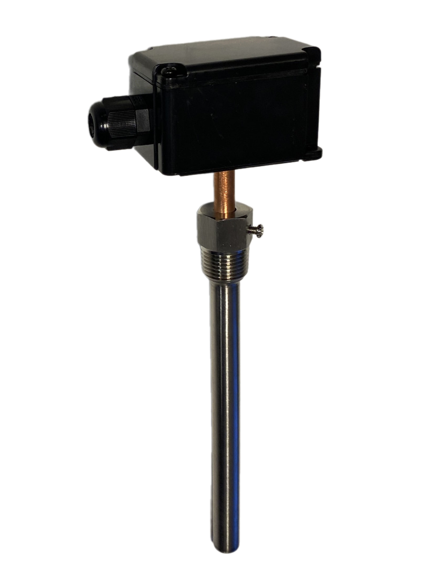 Датчик температуры погружной, -50…+150°С 0…10В 200мм =15…35В с гильзой 150мм IP65 фото