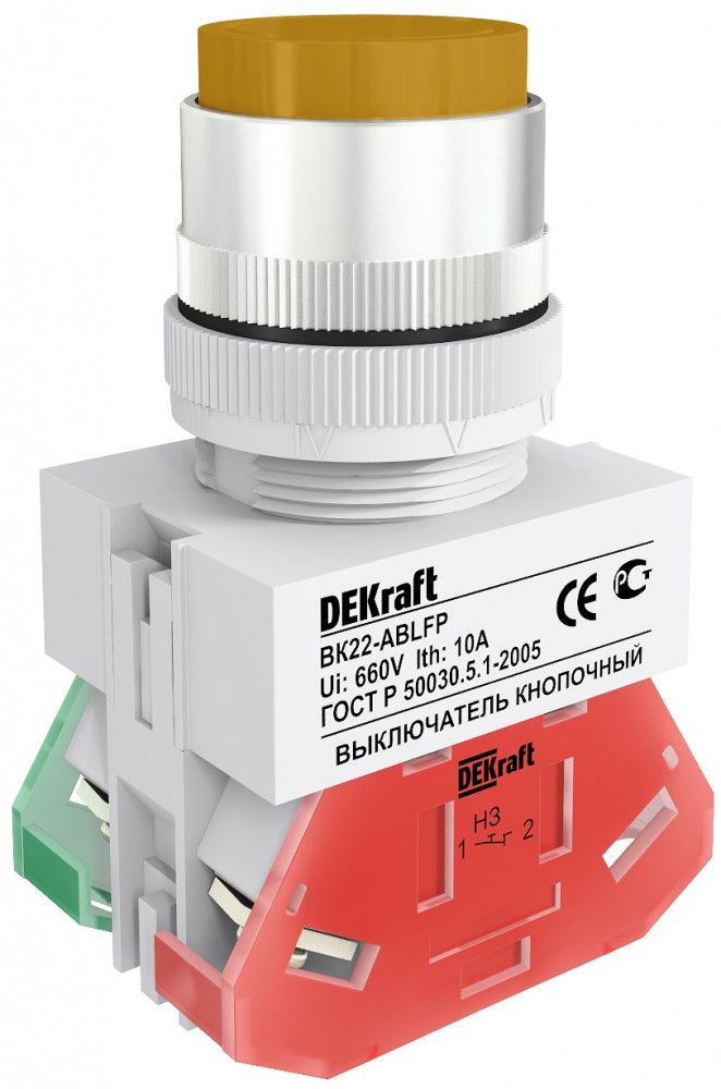 Выкл. кноп. с фикс. ABFP D22 жел. LED 220В ВK-22 фото