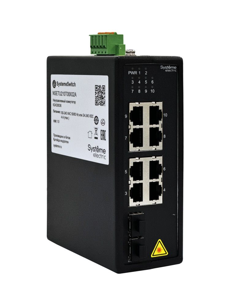 Неуправляемый промышленный коммутатор Ethernet, 8x10/100/1000BaseT, 2x100/1000BaseX SFP фото