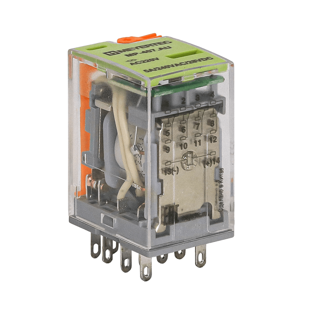 Реле промежуточное 4-конт., 220VAC, ток 5 А Meyertec MP-407.AU фото