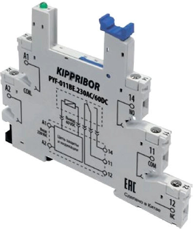 Монтажная колодка (для 1-контактных промежуточных реле) KIPPRIBOR PYF-011BE.230AC/60DC фото