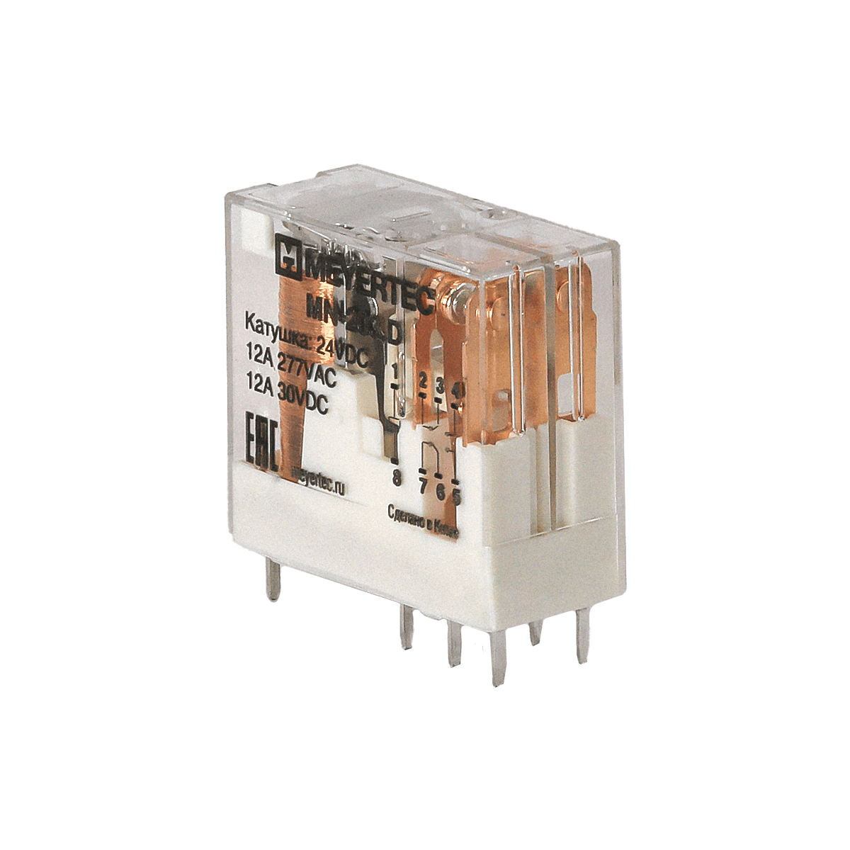 Реле промежуточное 2-конт., 24VDC, ток 12 А Meyertec MN-203.D фото