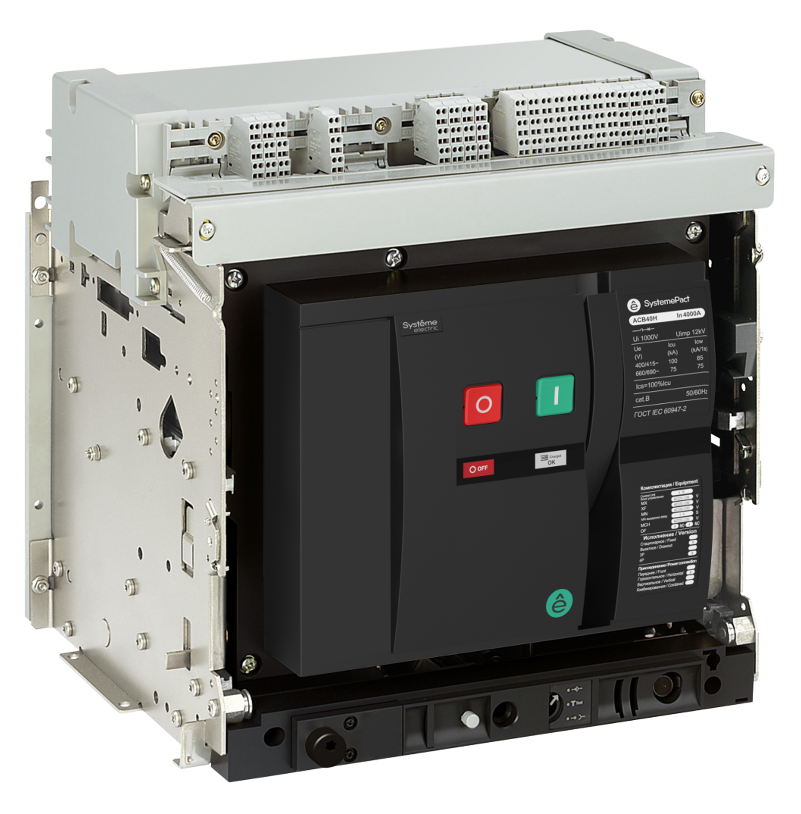 ВОЗДУШНЫЙ ВЫКЛ.-РАЗЪЕД. SYSTEMEPACT ACB40HA 4000A 3P ВЫК,ГП MCH+MX+XF AC230V фото