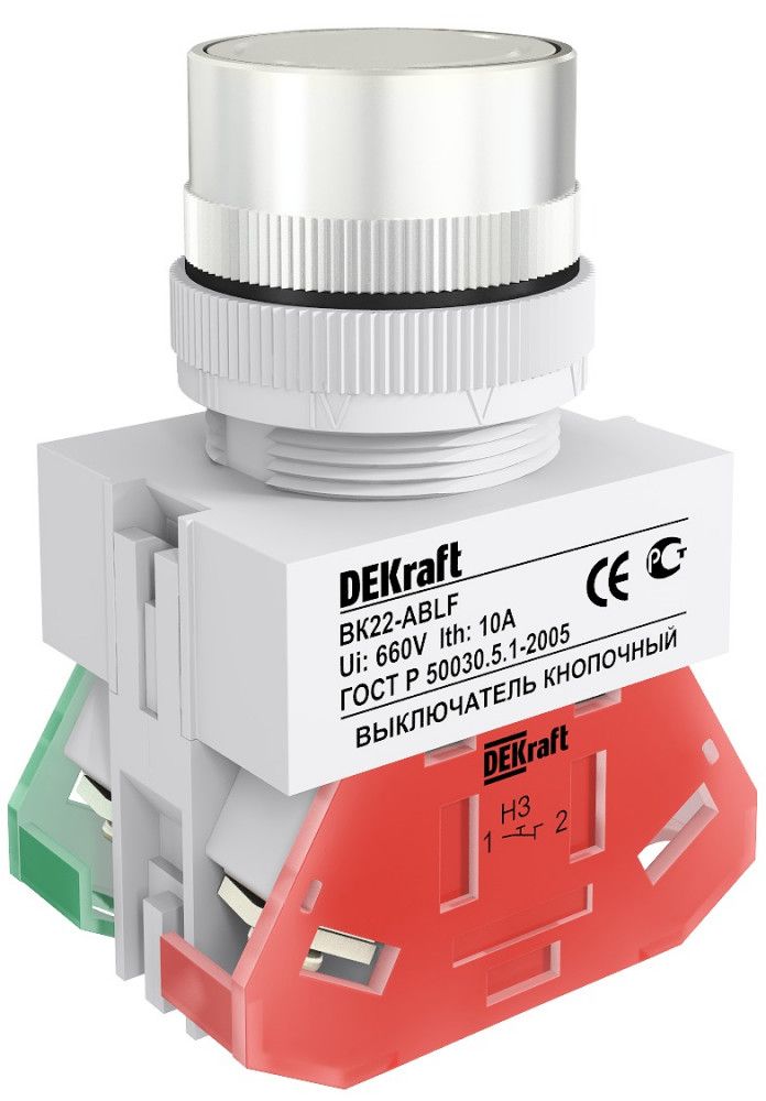 Выкл. кноп. ABLF D22 БЕЛЫЙ 220В ВK-22 фото