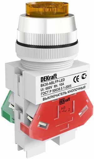 Выкл. кноп. ABLFP D30 ЖЕЛТЫЙ LED 220В ВK-30 фото
