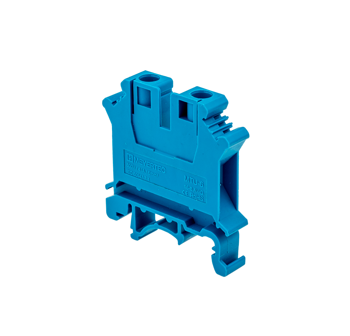 Клемма винтовая проходная, 6 мм², синяя Meyertec MTU-6BL фото