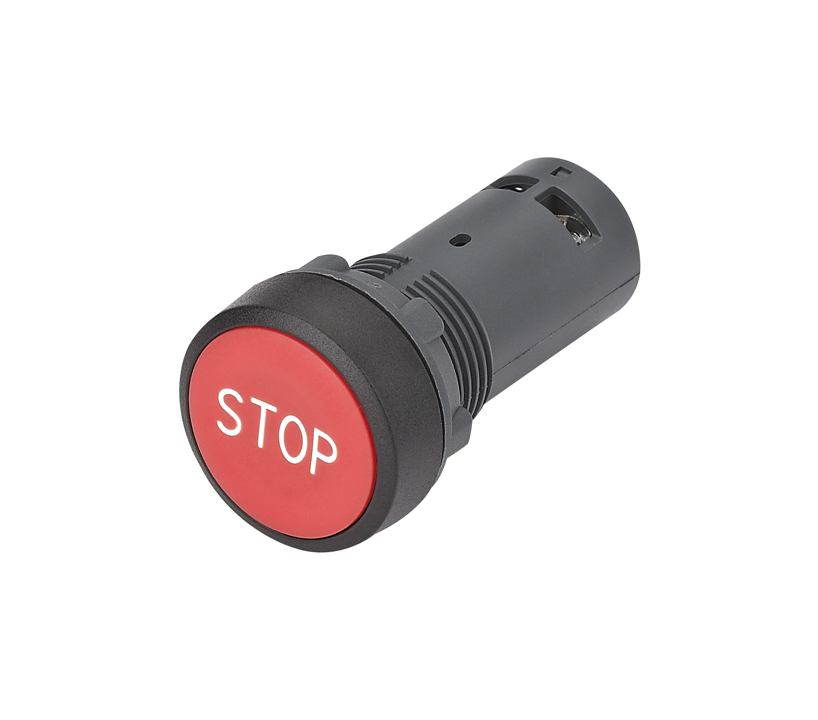 Кнопка SB7 моноблочная 22мм красная с возвратом, с маркировкой "STOP", пластик, 1НЗ, IP65 фото