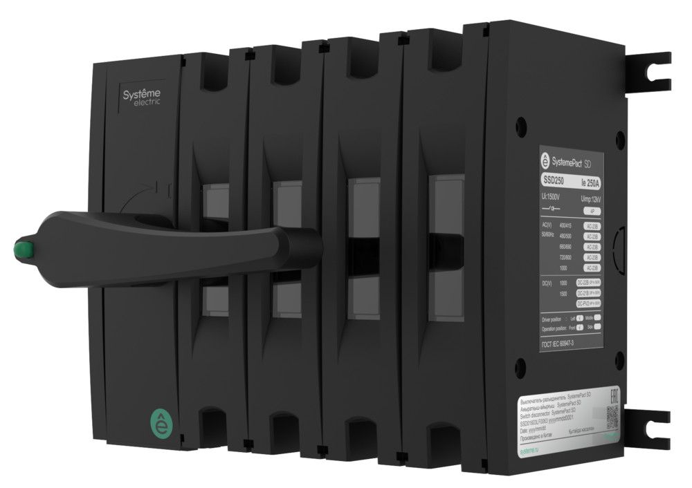 ВЫКЛ.-РАЗЪЕДИНИТЕЛЬ SYSTEMEPACT SD160 4P 80A РУКОЯТКА СЛЕВА ФРОНТ._РУКОЯТКА ЗАКАЗЫВАЕТСЯ ОТДЕЛЬНО фото