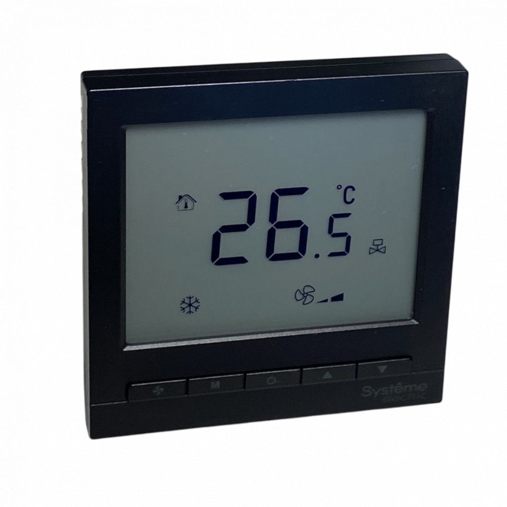 Термостат комнатный цифровой, О/Н/В/А для 4тр 3ск FCU и 2-поз.клап, 1UI 5DO Modbus ~230В BS чер