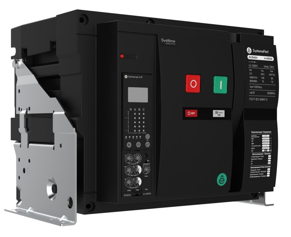 ВОЗДУШНЫЙ АВТ.ВЫКЛ.SYSTEMEPACT ACB40H 1250A 4P 6.0E СТАЦ,ГП MCH+MX+XF AC230V фото