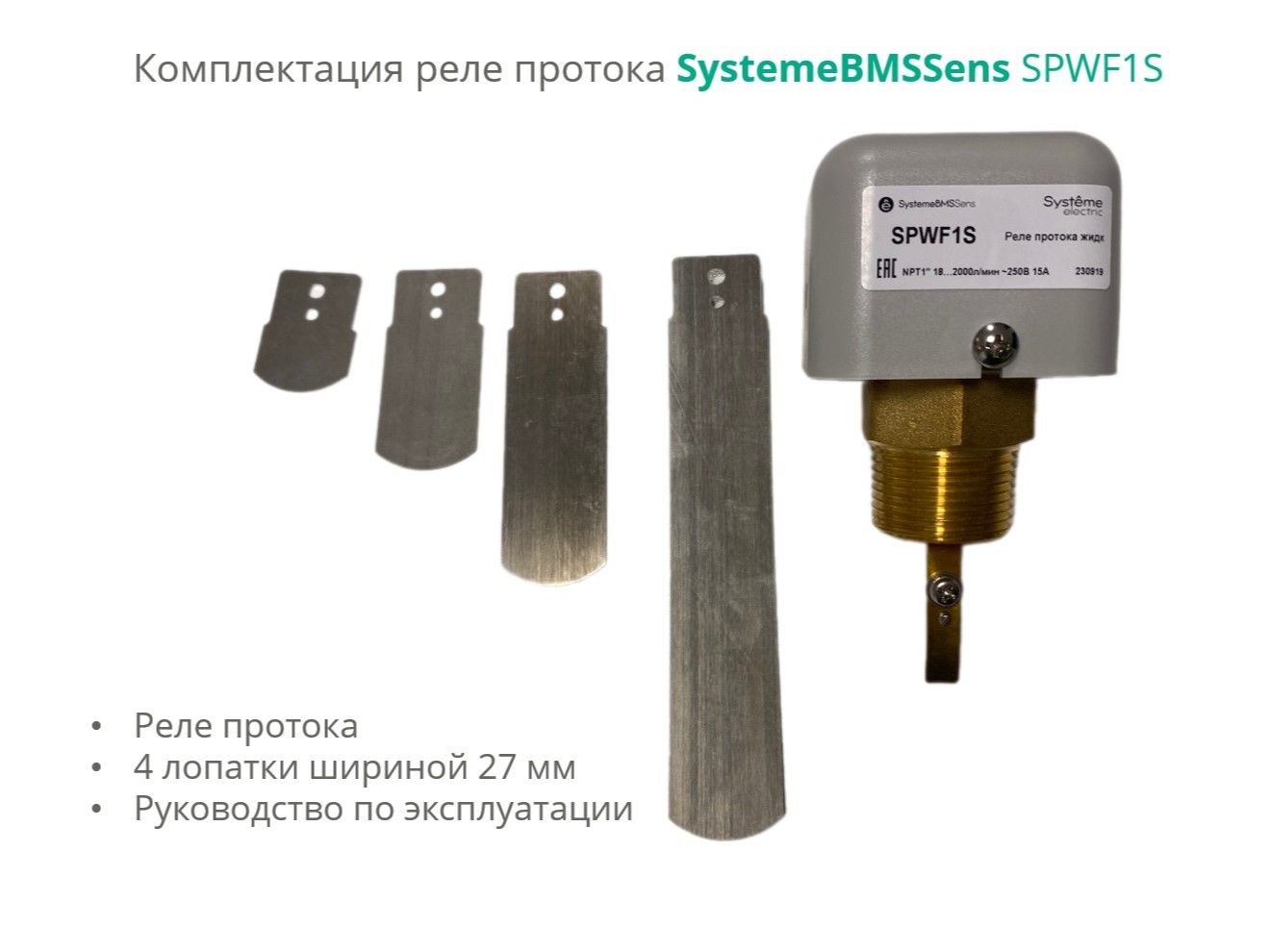 Реле протока, NPT 1" DN32…DN400, уст.18…2000л/мин, DOFC/~250В15А фото