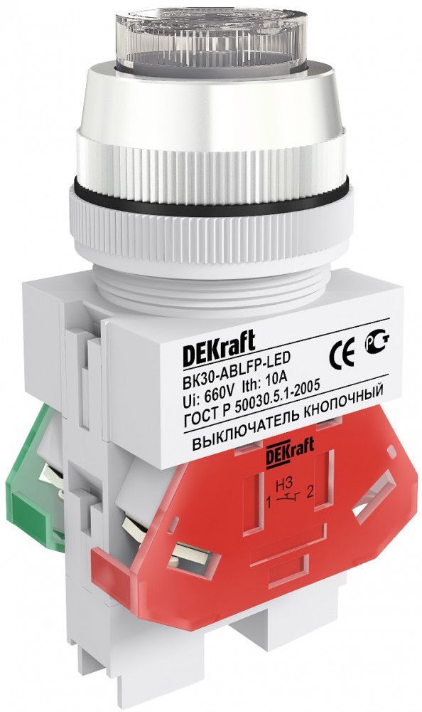 Выкл. кноп. ABLFP D30 БЕЛЫЙ LED 220В ВK-30 фото