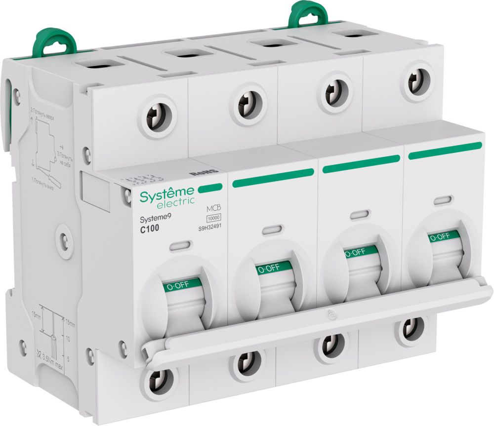 Systeme9 Автоматический выключатель (АВ) 27мм C 100A 4P 10 kA 400В фото
