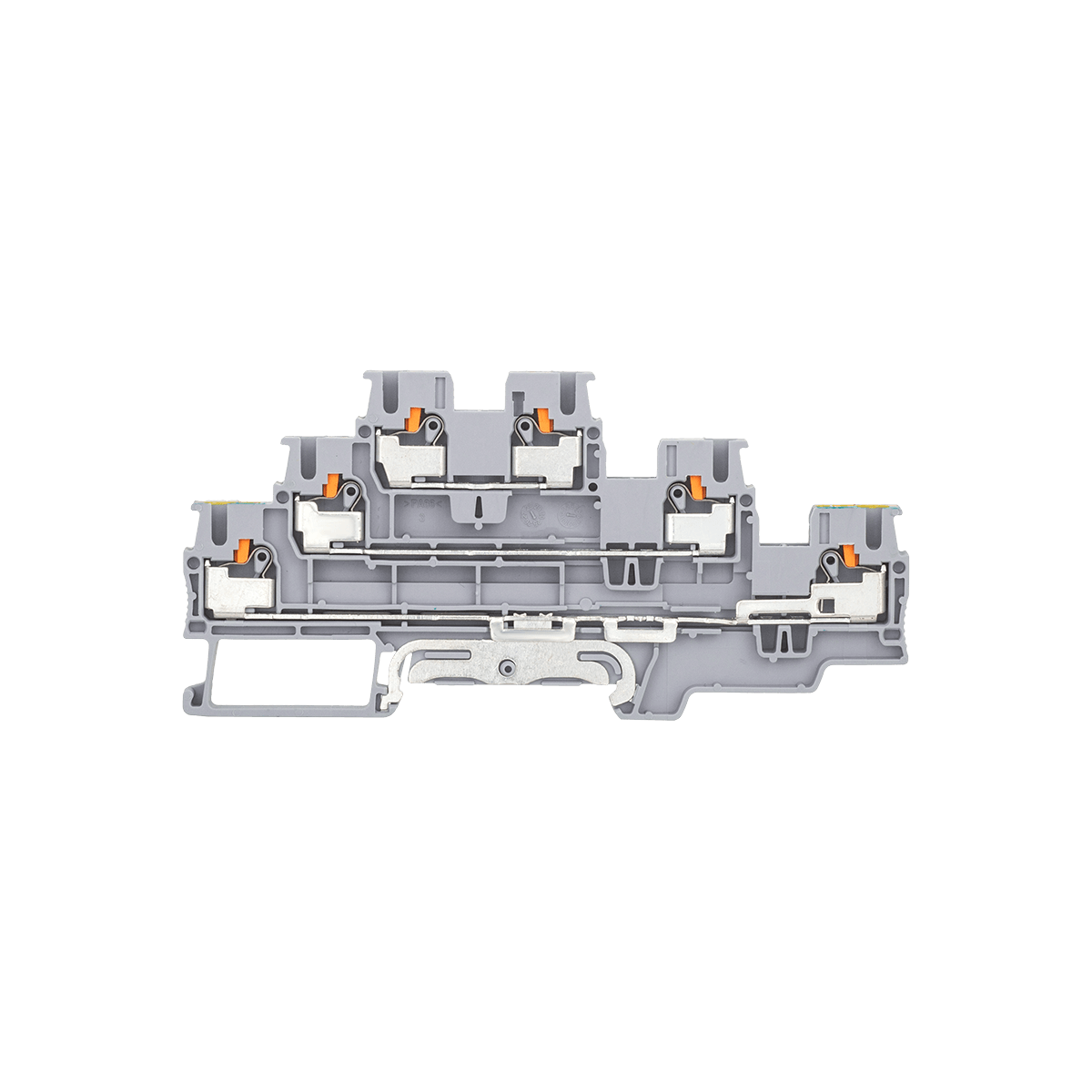 Клемма push-in трехуровневая с заземлением, 2.5 мм², Meyertec MTP-TR2.5/PE/L/L