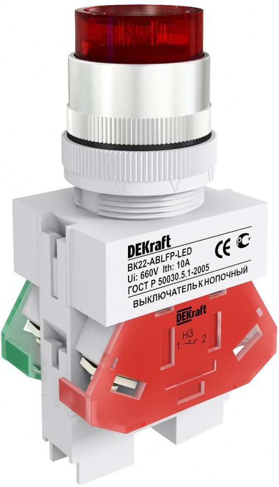 Выкл. кноп. ABLFP D22 КРАСНЫЙ LED 220В ВK-22 фото