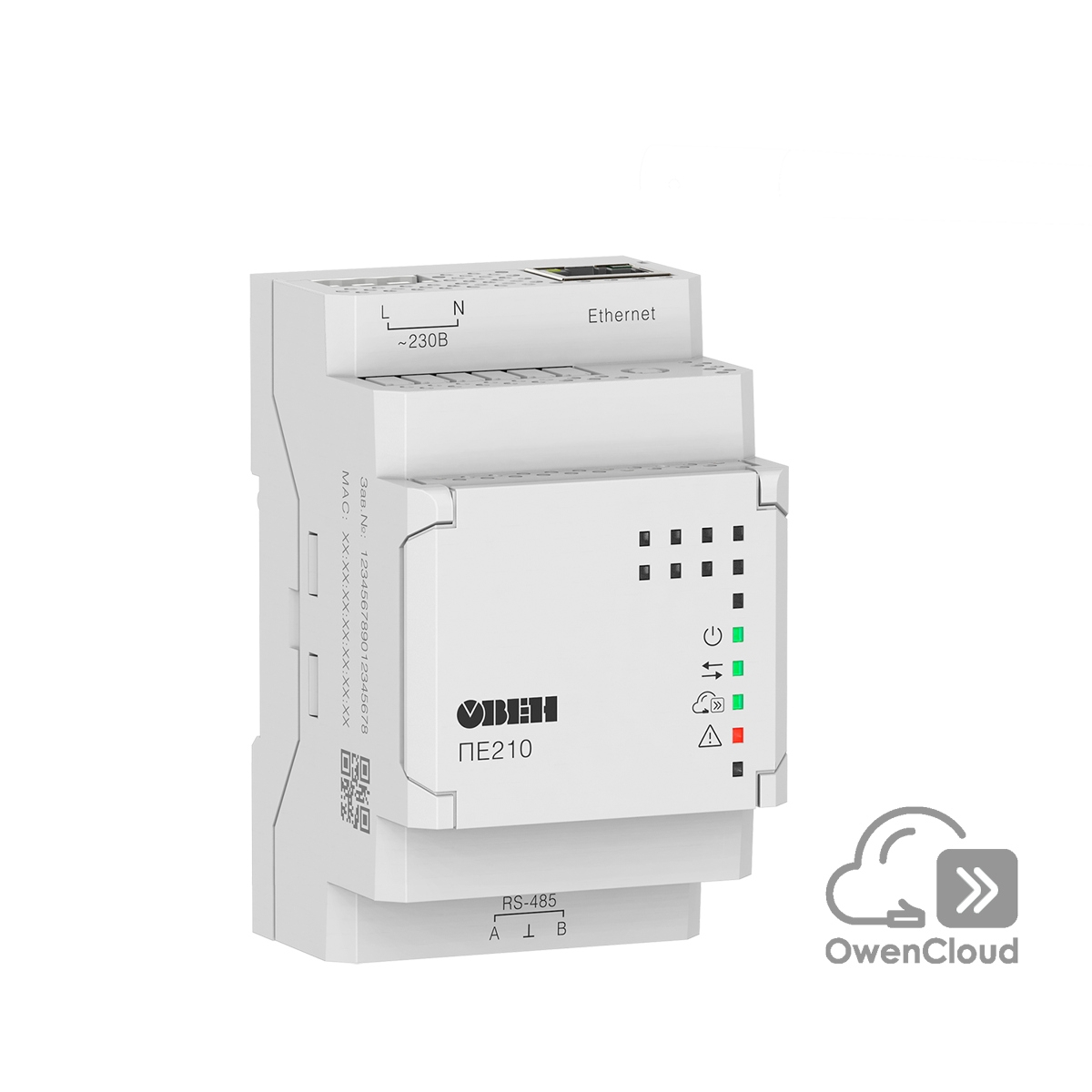 Сетевой шлюз для доступа к сервису OwenCloud RS-485 Ethernet ОВЕН ПЕ210-24 фото