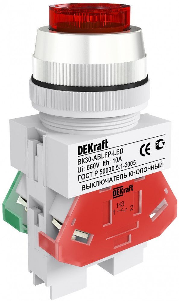 Выкл. кноп. ABLFP D30 КРАСНЫЙ LED 220В ВK-30 фото