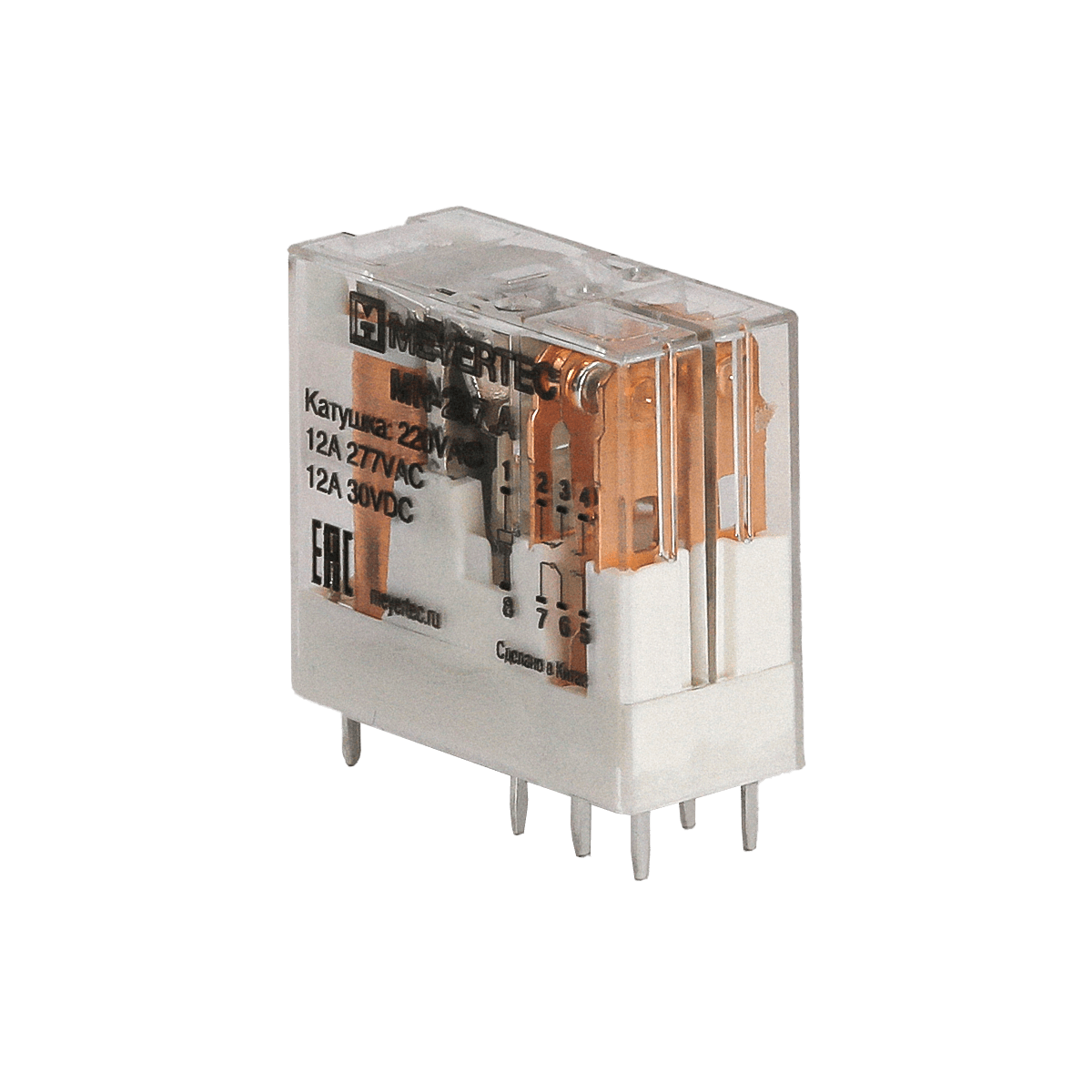Реле промежуточное 2-конт., 220VAC, ток 12 А Meyertec MN-207.A фото